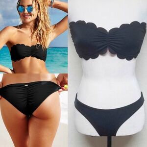 VICTORIA'S Secret Pink Black Scallop Mini Bikini